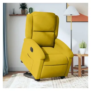 furnicato Massagesessel Elektrischer Relaxsessel Gelb 71x86,5x99,5 cm mit Aufstehhilfe (1-St), Sitzmöbel aus Samt mit verstellbarer Lehne und Massivholzrahmen gelb