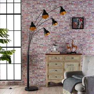 Bogenlampe Lira Lindby, schwarz, für Wohn- / Esszimmer, Metall, Modern, Stehlampe - 110 cm - 35 cm - 205 cm