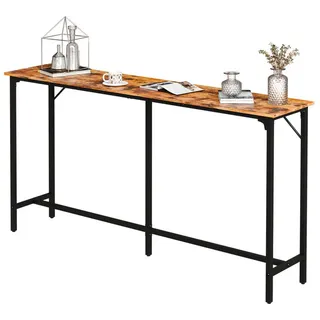Fine Life Pro Schreibtisch Bar-Set, 1 Tisch und 2 Stühle, braun, Spanplatte, Metall, 180x38x99cm, für Bar und Küche