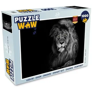 MuchoWow Puzzle Löwe - Augen - Orange - Schwarz und weiß - Tiere - Porträt, 1000 Puzzleteile, Foto-Puzzle, Bilderrätsel, Puzzlespiele, Klassisch 48 cm x 68 cm x 2 cm | Querformat