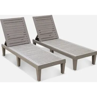 sweeek - 2er-Set Sonnenliegen, Multipositionsliege  - Grau - Grau