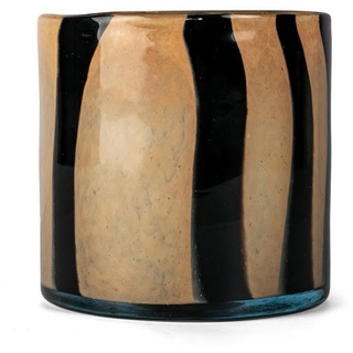 ByOn Vase Teelicht Calore Curve aus Glas in der Farbe Schwarz/Beige, Größe: M, 5280600223