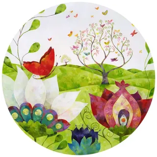 K&L Wall Art Vliestapete »Runde Vliestapete«, Blanz Kinder SommerwieseDeko, mehrfarbig, matt - bunt