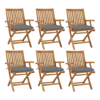 vidaXL Klappbare Gartenstühle mit Kissen 25 x 44 x 22 cm grau 6 St.