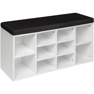 Tectake Schuhschrank 103,5 x 48 x 30 cm mit Sitzbank / schwarz-weiß
