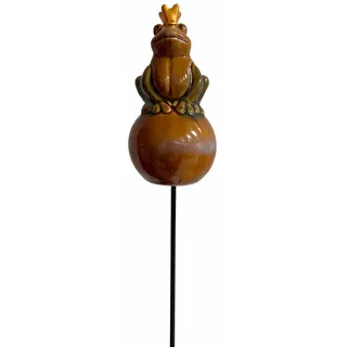 finehomegarden Gartenstecker Keramik Frosch auf Kugel Grün – Gartenstecker mit Stab – 60 cm (1-St) Frosch Ø7,5cm H15cm Dekoration für Garten & Blumentopf Stecker grün