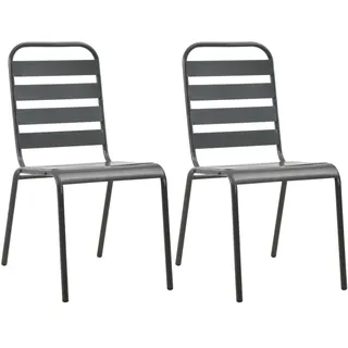 vidaXL Stapelbare Gartenstühle 55 x 43 x 43 cm grau 2 St.