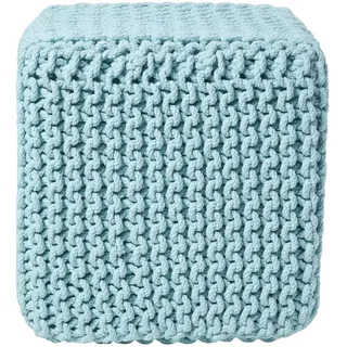 STRICK-POUF pastellblau, Sitzwürfel 35/35/35 cm