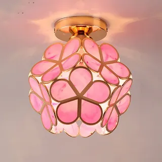 Hängelampe Kreative Blume Pendelleuchte E27 Stil Blütenblatt Hängeleuchte Dekorative Kreativ Kronleuchter Deckenlampe Deckenleuchte Lampe Schlafzimmer Küche Esszimmer Flur, Gold Rosa Grün (Rosa)