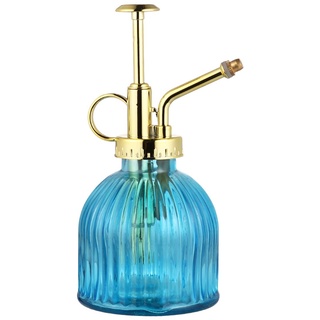 Yardwe Glas Gießkanne - Vintage Stil Glas Gießspray Flasche Einhand Gießkanne Zimmerpflanze Sprühflasche für Garten Pflanzen Reinigung (Blau + Golden)