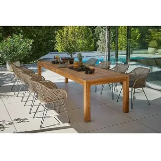 Sunfun Gartenmöbel-Set Laura/Maja  (9 -tlg., Akazie//Stahl/PE-Geflecht, Braun/Grau)