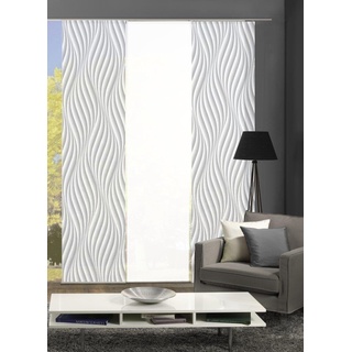Home Fashion 88320 | 3er-Set Schiebegardinen Waves | blickdichter Dekostoff | 3X jeweils 245x60 cm | Farbe: grau
