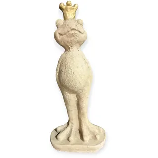 OriginalPaul Skulp & Betondesign Steinfiguren - Frosch Eddy mit Goldener Krone Höhe 42cm und 3,7kg schwer - Frostsicher aus eigener Produktion