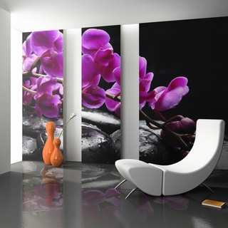 Fototapete - Pure Harmonie: Orchidee und Zen-Steine