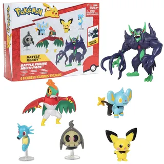 Pokemon Battle Ready Figuren-Set mit 11,4 cm Deluxe Action Grimmsnarl, 6 Stück – 5,1 cm scharlachrote und violette Figuren – offiziell lizenziert – Geschenk für Kinder, Jungen, Mädchen – ab 4 Jahren