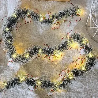 Weihnachtsgirlande mit Beleuchtung, 10M Tannengirlande mit Beleuchtung Girlande Weihnachten mit 100 LED Lichterkette Künstliche Tannengirlande mit Timer Weihnachtsdeko Girlande für Innen Außen (B-5m)