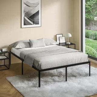 STEELSØN Situla Metallbett 140x200 cm – Bettgestell mit Lattenrost – Stabiler Bettrahmen in schwarz – Bett Metall mit Stauraum – minimalistisches Doppelbett