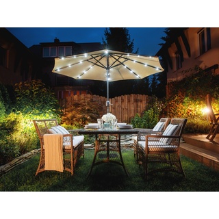 Sonnenschirm LED-Beleuchtung ⌀ 266 cm grau-beige RAPALLO