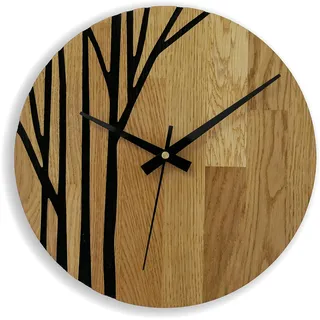 SENTOP Wanduhr aus echtem Eichenholz, Moderne Wanduhr aus Holz, Heimdekoration aus Eiche - Mattlack, 40 cm