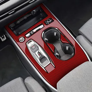 KUNGKIC Für Audi A5 S5 B10 A6 e-tron 2025 2026 Kohlefaser Auto Gangschaltungs-Panel-Aufkleber Auto-Innenraum Zubehör,Automatikgetriebe (Rot)