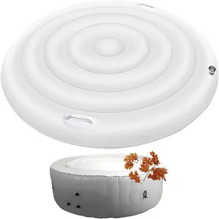Aufblasbare Whirlpool-Abdeckung - Aufblasbare Poolabdeckung - Faltbare Schutzregenüberlaufabdeckung für aufblasbare Whirlpools im Freien (Round 145cm with Handle)