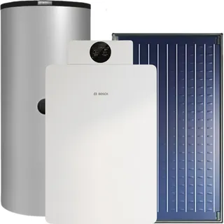 Bosch GCFS833 mit Gas-Brennwertkessel GC8800iF-22 und Warmwasserspeicher WH 135-3 P, HSM25/6 MM100