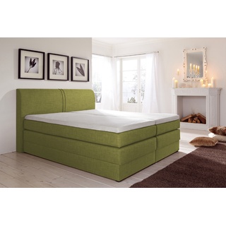 Boxspringbett HAPO Komplettbetten Gr. Liegefläche B/L: 180 cm x 200 cm, kein Härtegrad, 7-Zonen-Kaltschaummatratze, grün (grün, strukturstoff) Boxspringbetten ohne Bettkasten Komplettbetten mit