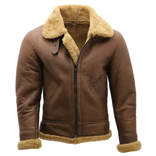 Infinity Leather Herren Braun B3 Shearling Schaffell WW 2 Bomber Leder Fliegend Flieger Jacke XS - XS