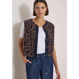 Cecil CECIL, Teddy-Weste mit Softshelldetails und Leo-Muster (creamy mocha), M (40), braun Plüsch, Obermaterial: 100% Polyester. normal, Rundhals, Westen, Fleeceweste,