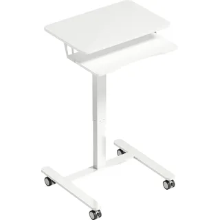 HOMCOM Laptoptisch Höhenverstellbar Pneumatisch mit Rollen, Tastaturablage 71-107cm Computertisch, Mobiler Beistelltisch Schreibtisch für Sofa, Bett, Büro 65x60cm, Weiß   Aosom