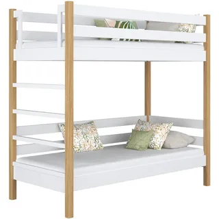 N-Wood Etagenbett, Eiche Artisan, Weiß, Holz, Echtholz,Eiche, Kiefer, 120x190 cm, FSC 100%, EN 71, Handmade in Europe, Handmade Quality, Hergestellt in Europa, Real Wood, Kinder- & Jugendzimmer, Kindermöbel, Kinderbetten, Etagenbetten