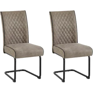 byLIVING Freischwinger »Maria-XXL 2er-Set«, (Set), 2 St., Microfaser VINTAGE, mit gemütlicher Federkernpolsterung und XXL Belastbarkeit bis zu 150kg, grau