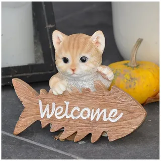 dazikemo Gartenfigur Gartenfigur Dekofigur Katze Willkommen