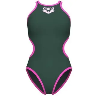 ARENA Damen Sport Badeanzug One Biglogo, Größe 34 in Grün DARK SAGE-SHOCKING PINK