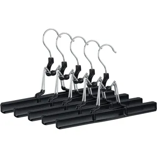 Relaxdays Hosenbügel Metall im Pack, 360° drehbarer Haken, fest schließend, Rockbügel, gummierte Klemmen, 26 cm, schwarz