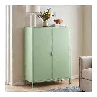 skølm Kommode Ituri aus Metall (Mintgrün), Highboard mit 2 Einlegeböden, höhenverstellbare Füße grün