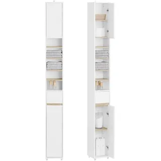 SoBuy BZR34 Hochschrank 20 x 20 x 180 cm Weiß/Natur Holzwerkstoff