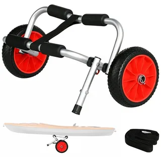 kowdom SUP-Transportwagen Kajak-Transportwagen klappbar, 70 kg, All-Terrain-Reifen, Alu, (Kajakwagen, Einzelwagen mit Spanngurt), Kajakwagen, 70 kg Belastbarkeit, All-Terrain-Reifen, klappbar bunt
