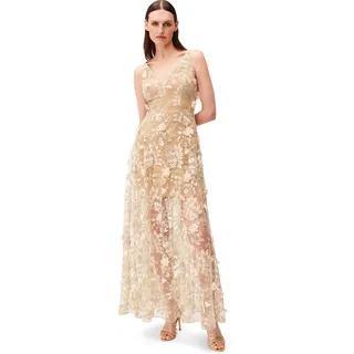 Dress the Population Damen Sidney 3d Floral Plungin Long Illusion Gown Kleid, Sidney Pink Floral, S EU - S