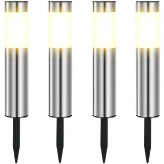 Heinstian Solarlampen für Außen Edelstahl Solarleuchten Garten mit Schalter ein/ausIP45 Wasserdicht LED (Warmes gelbes Licht, 4 Pack)