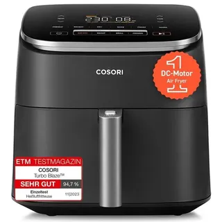 COSORI TurboBlaze Heißluftfritteuse 6 l 9-in-1 Schwarz/Silber CAF-DC601-KEU