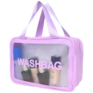 Q-WOOFF Kosmetiktasche,kulturtasche Damen,kulturbeutel Herren, Trocken- und Nasstrennung, tragbare wasserdichte Kulturtasche, Make-up-Tasche mit großer Kapazität, Aufbewahrungstasche (Lila, M)