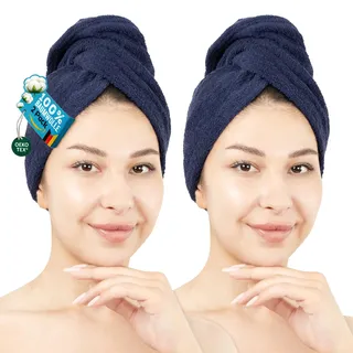 hammetex Turban-Handtuch 25 x 64 cm blau 2 St.