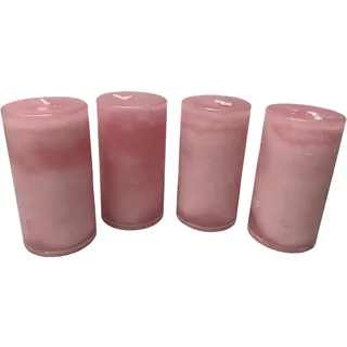 Treasured Memory 4X Stumpenkerzen Altrosa 9x5cm Kerzendeko Kerze Tischdeko Kommunion Konfirmation Taufe Hochzeit Terrasse Garten Pink Rosa Antik