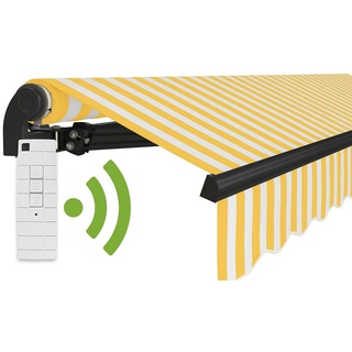 empasa Gelenkarmmarkise "START PLUS" elektrische Markise mit Fernbedienung & Handkurbel gelb|weiß 400 cm x 250 cm