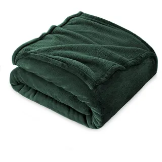 FARFALLAROSSA Kuscheldecke Flauschig 210 x 240 cm - XXL Fleecedecke Sofa Decken Couchdecke - Oeko-TEX - Super Weiche Fleecedecke als Sofaüberwurf - Wohndecke Dunkelgrün