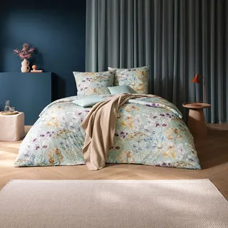 Estella Mako Interlock Jersey Bettwäsche Sonja mint Kissenbezug einzeln 40x80 cm - blau