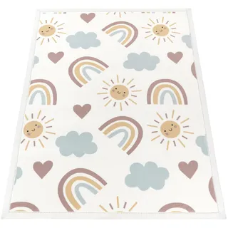 Kinderteppich PACO HOME "Emilia 352", bunt (mehrfarbig), B:200cm H:24mm L:280cm, Polyester, Teppiche, Kinderteppich, Kurzflor, Sonne, Wolken, Regenbogen, sehr weicher Flor