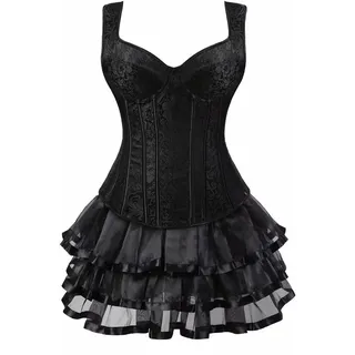 jutrisujo korsett Vollbrust bustier corsage kleid rock Corsagenkleid mit träger elegant Große Größe Halloween fasching schwarz damen - 5XL