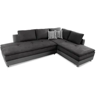 luma-home Eckcouch Kunstleder 4-Sitzer Anthrazit/Grau